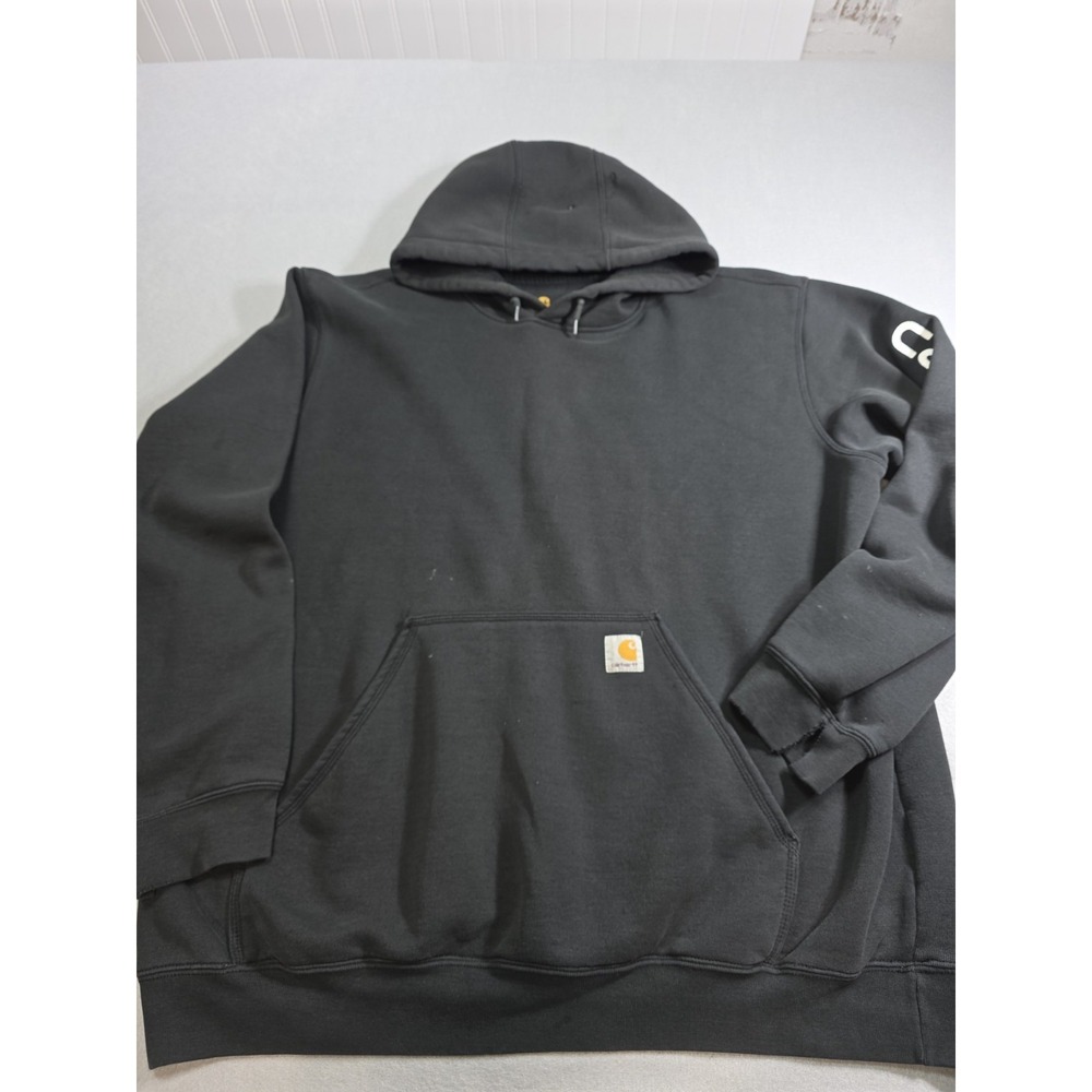Carhartt Original Fit Spell Out Grunge Pullover Hoodie Black Size XL Workwear